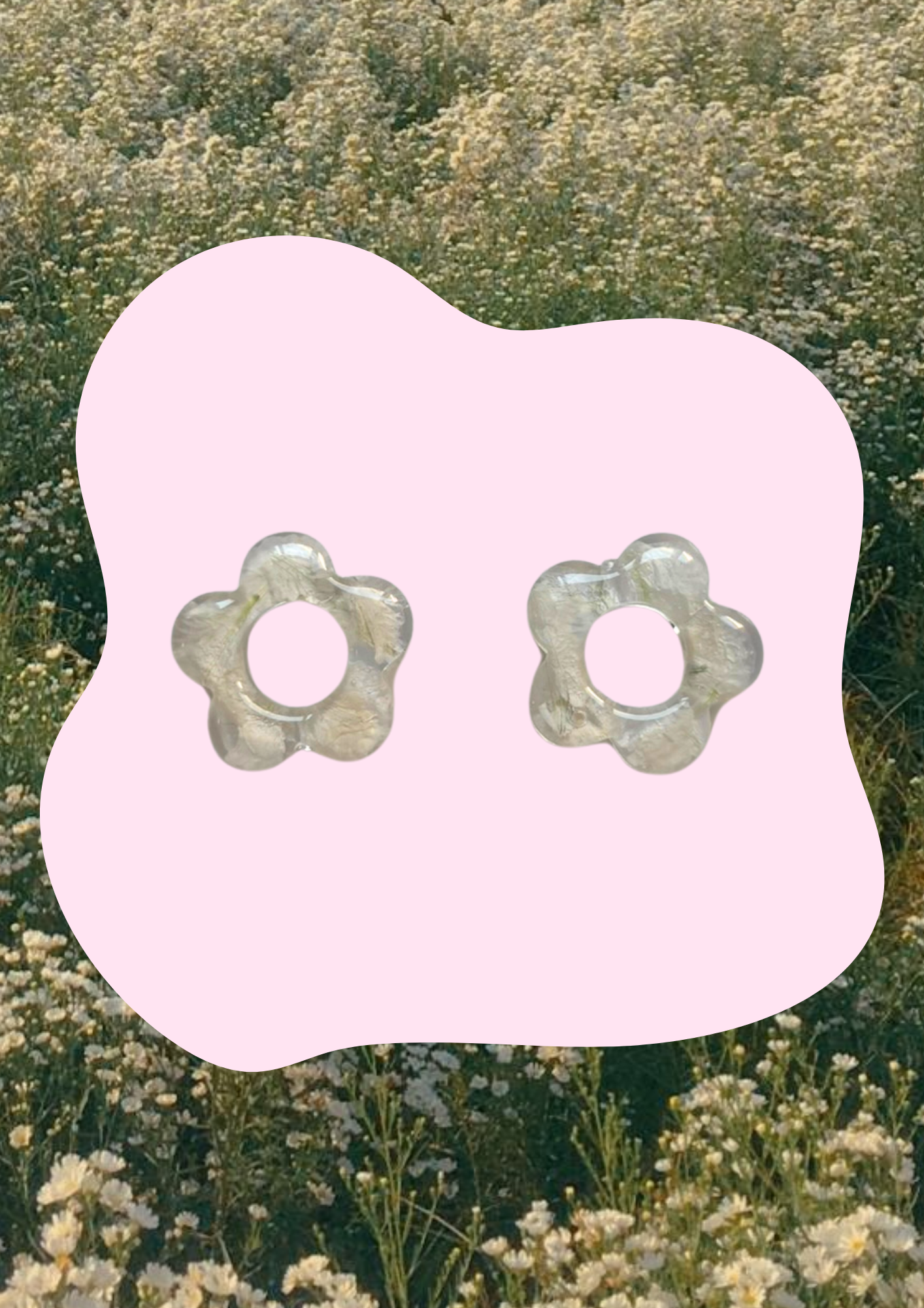 Pendientes con flores preservadas (Blanco)