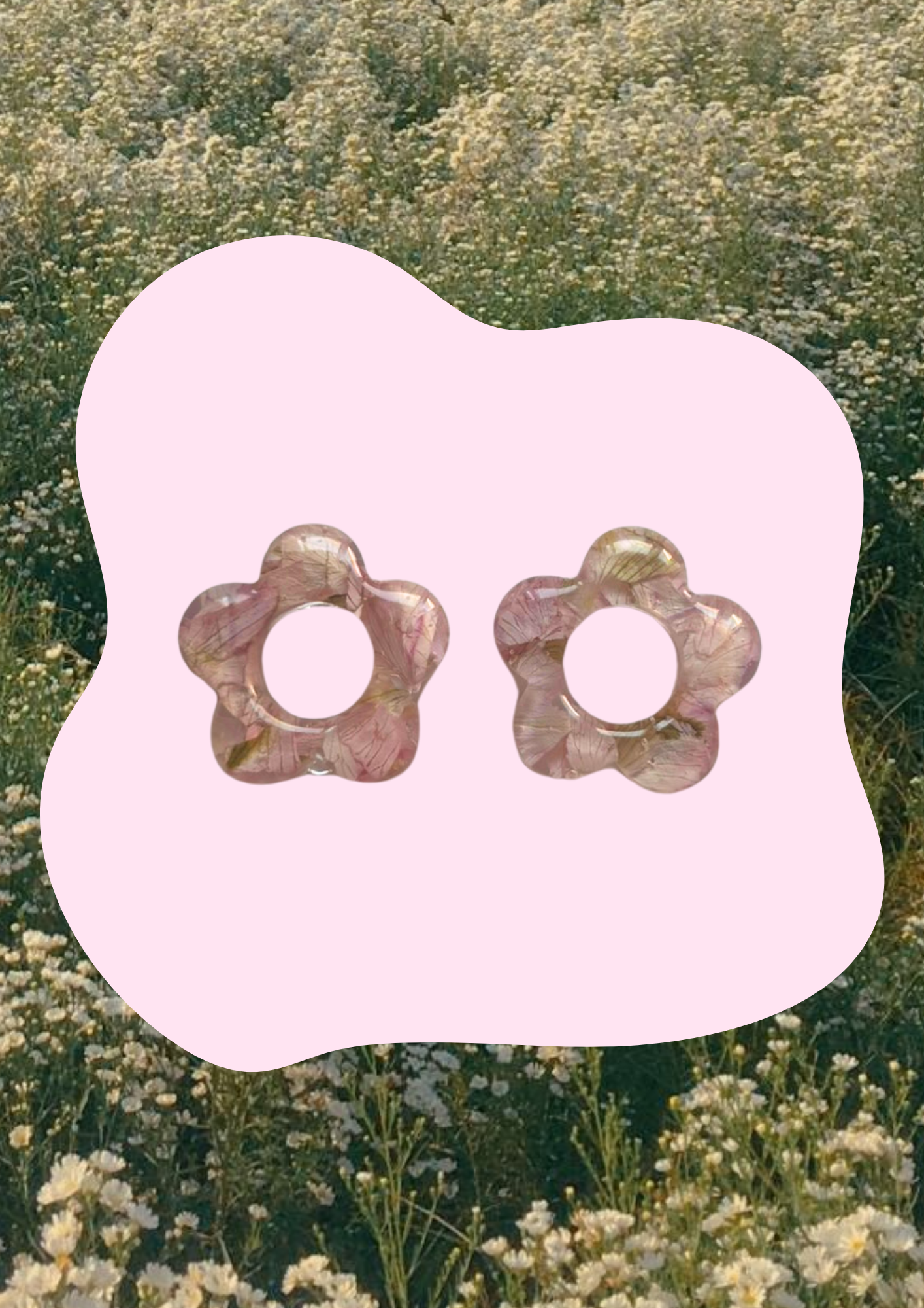 Pendientes con flores preservadas (Rosita y verde)
