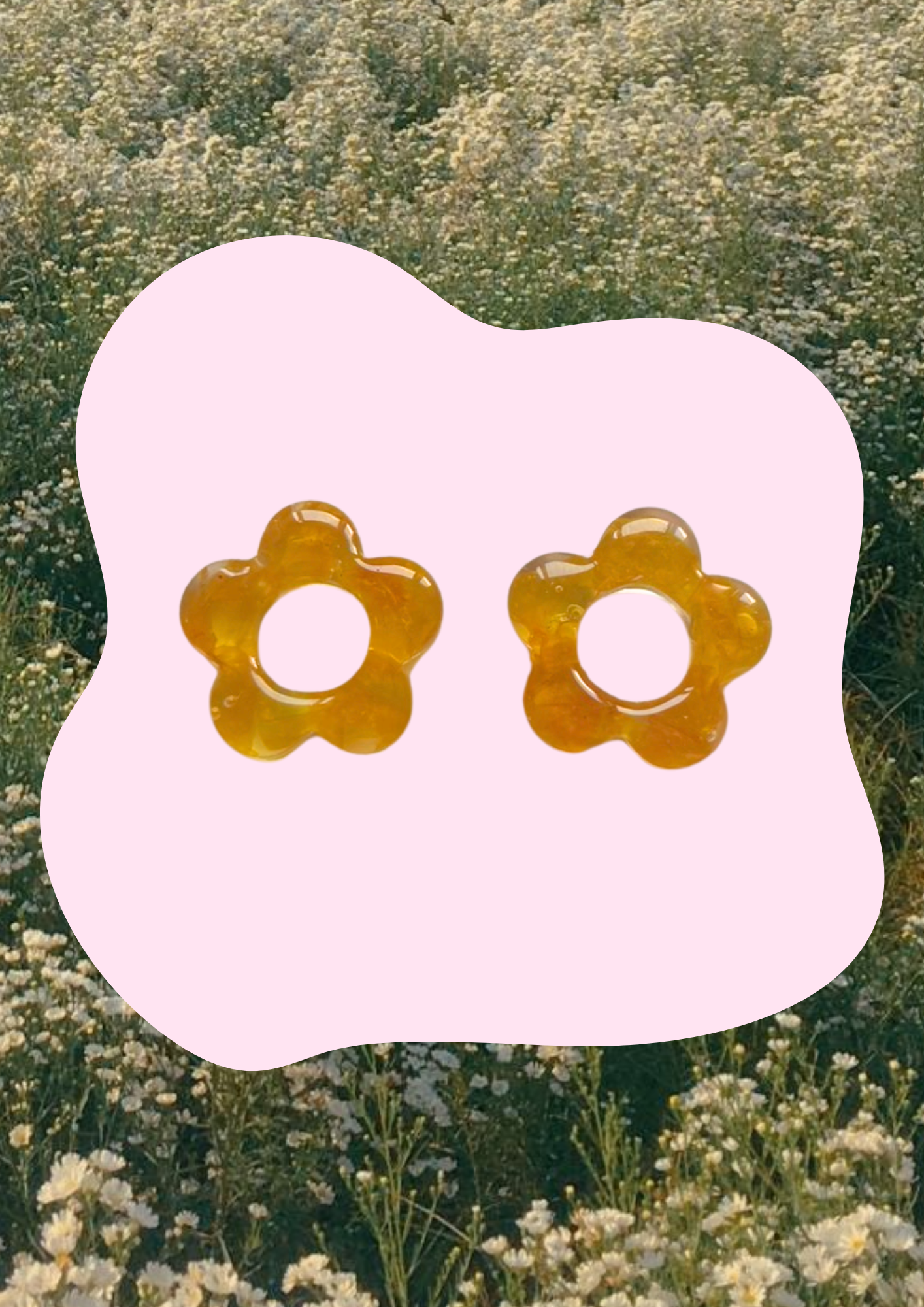 Pendientes con flores preservadas (Naranja)