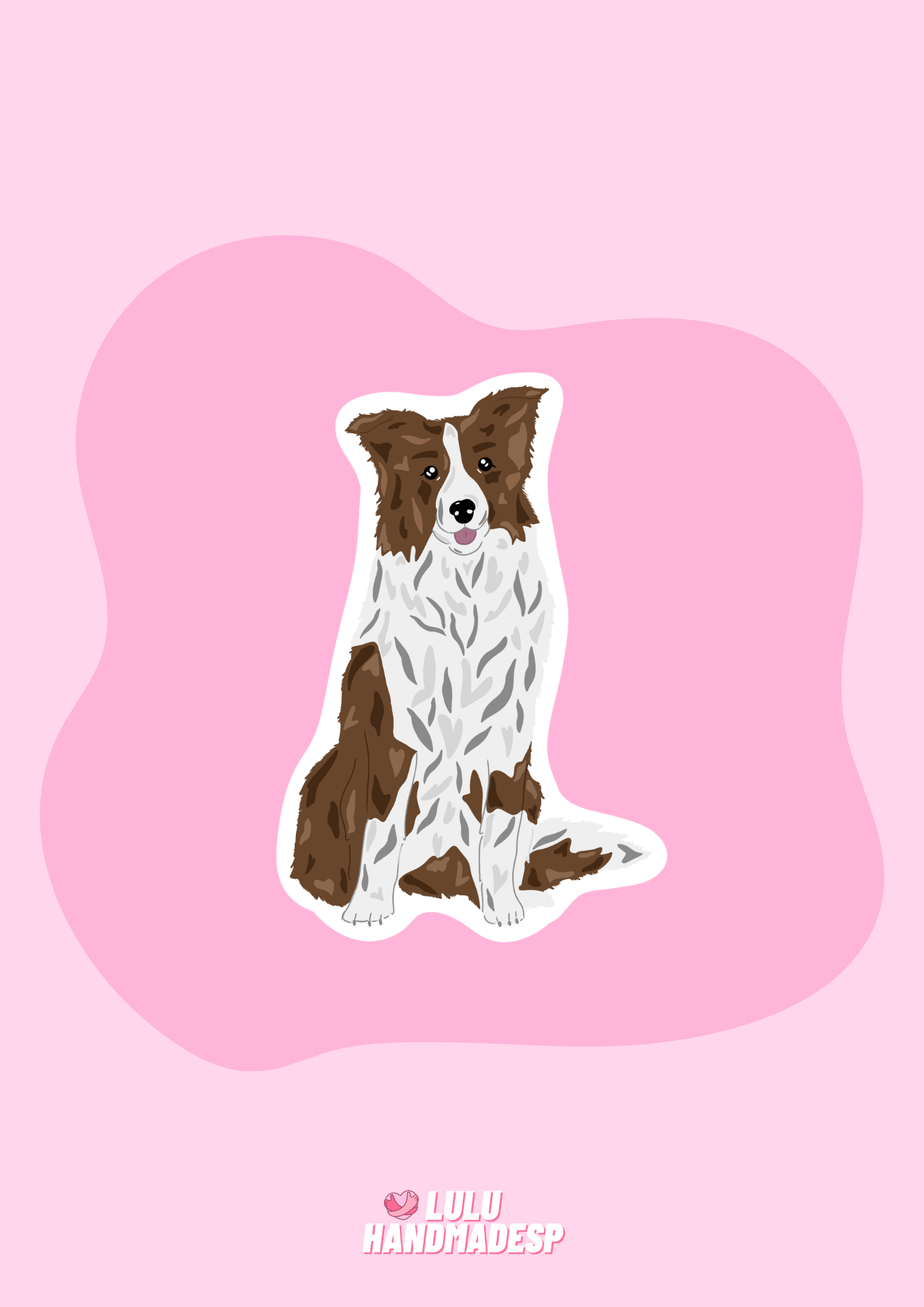 Sticker - Border Collie marrón y blanco