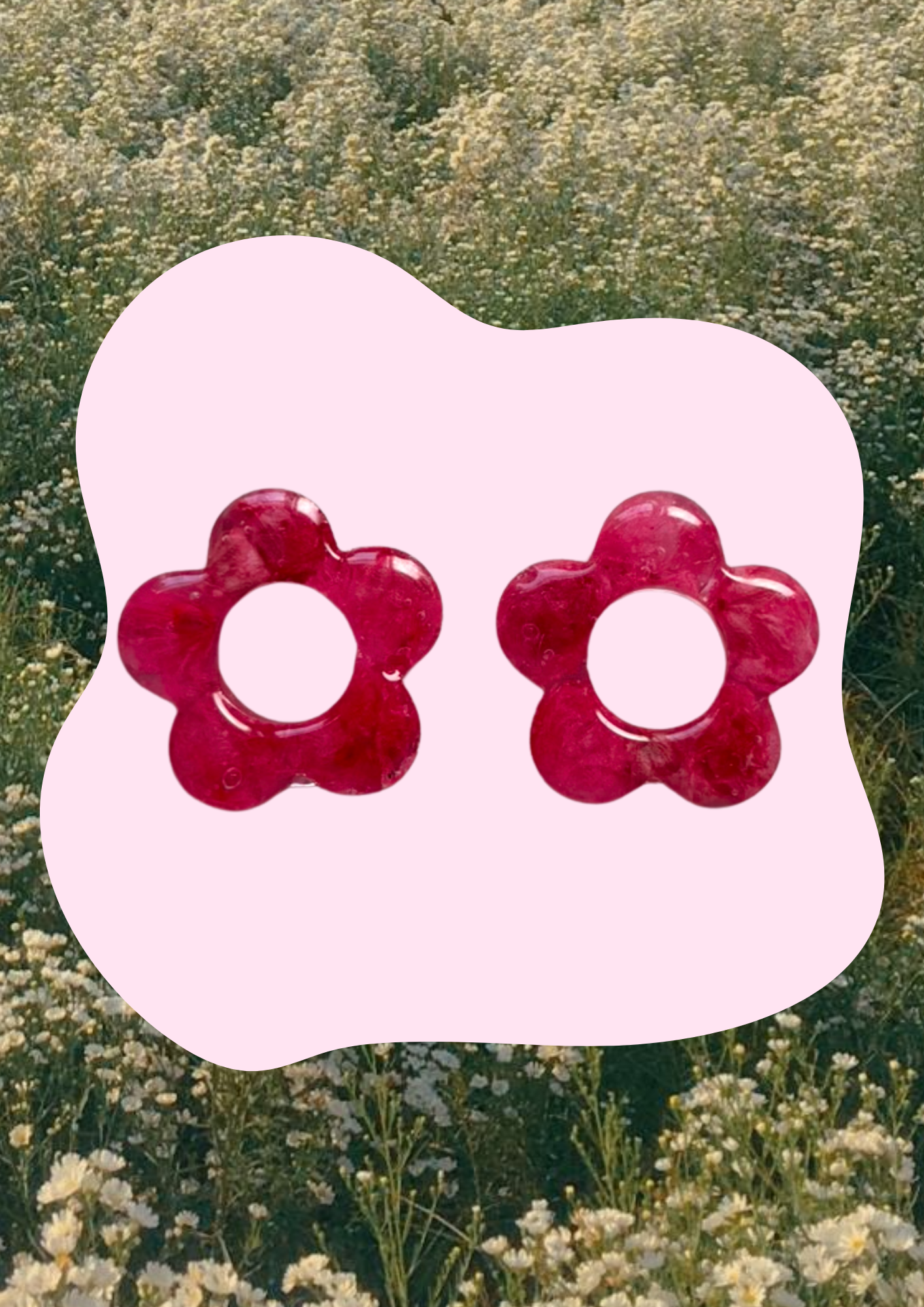 Pendientes con flores preservadas (Rosa fuerte)
