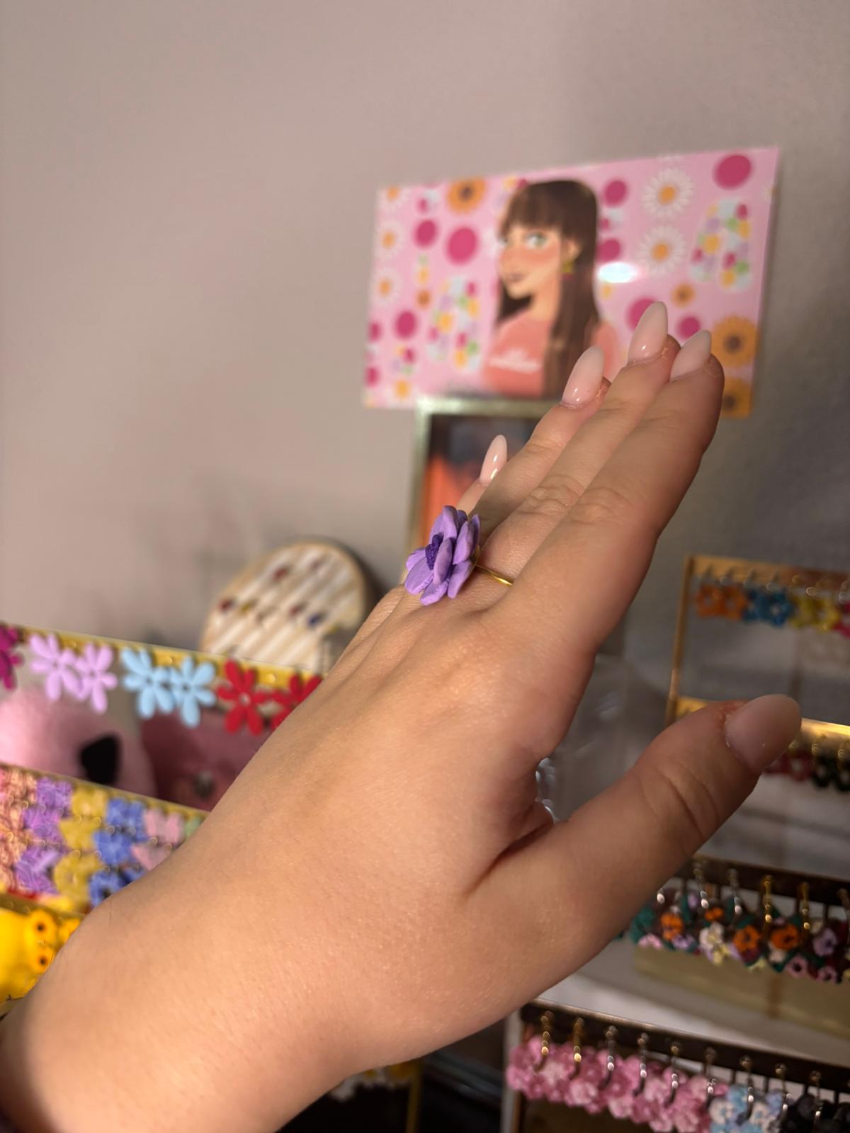Anillo Amapola morado pequeño DORADO