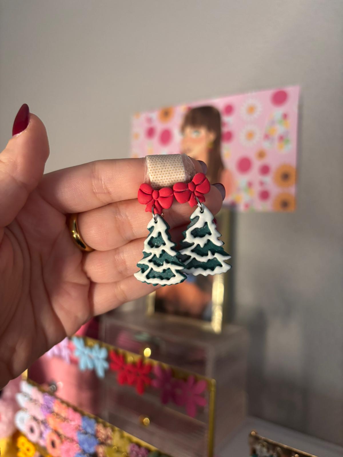 Pendientes REBAJAS arbol nevado rojo