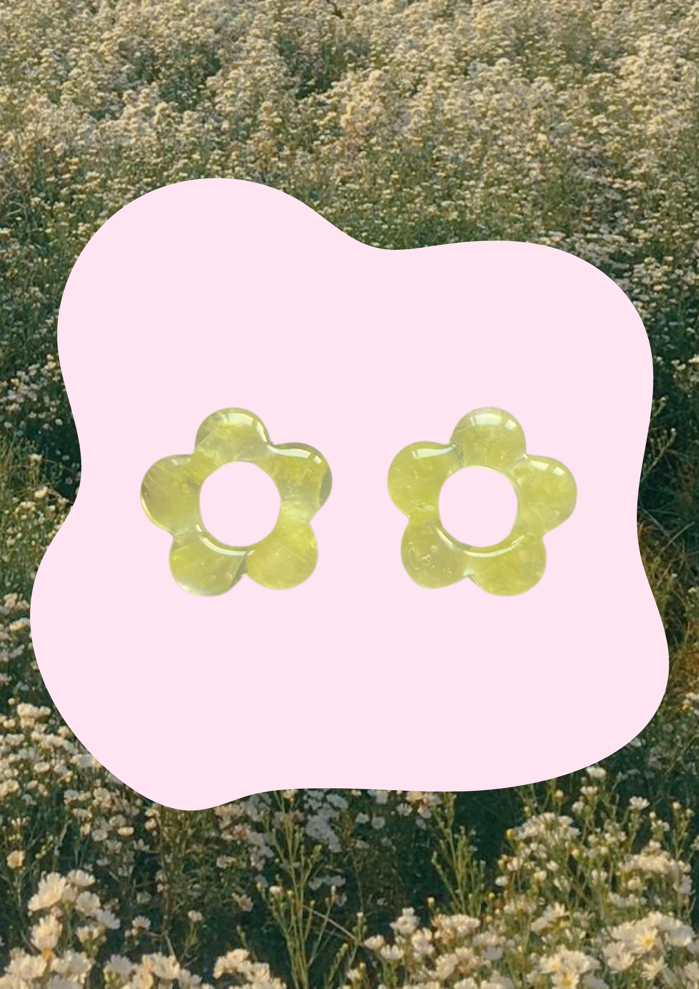 Pendientes con flores preservadas (Amarillo pastel)