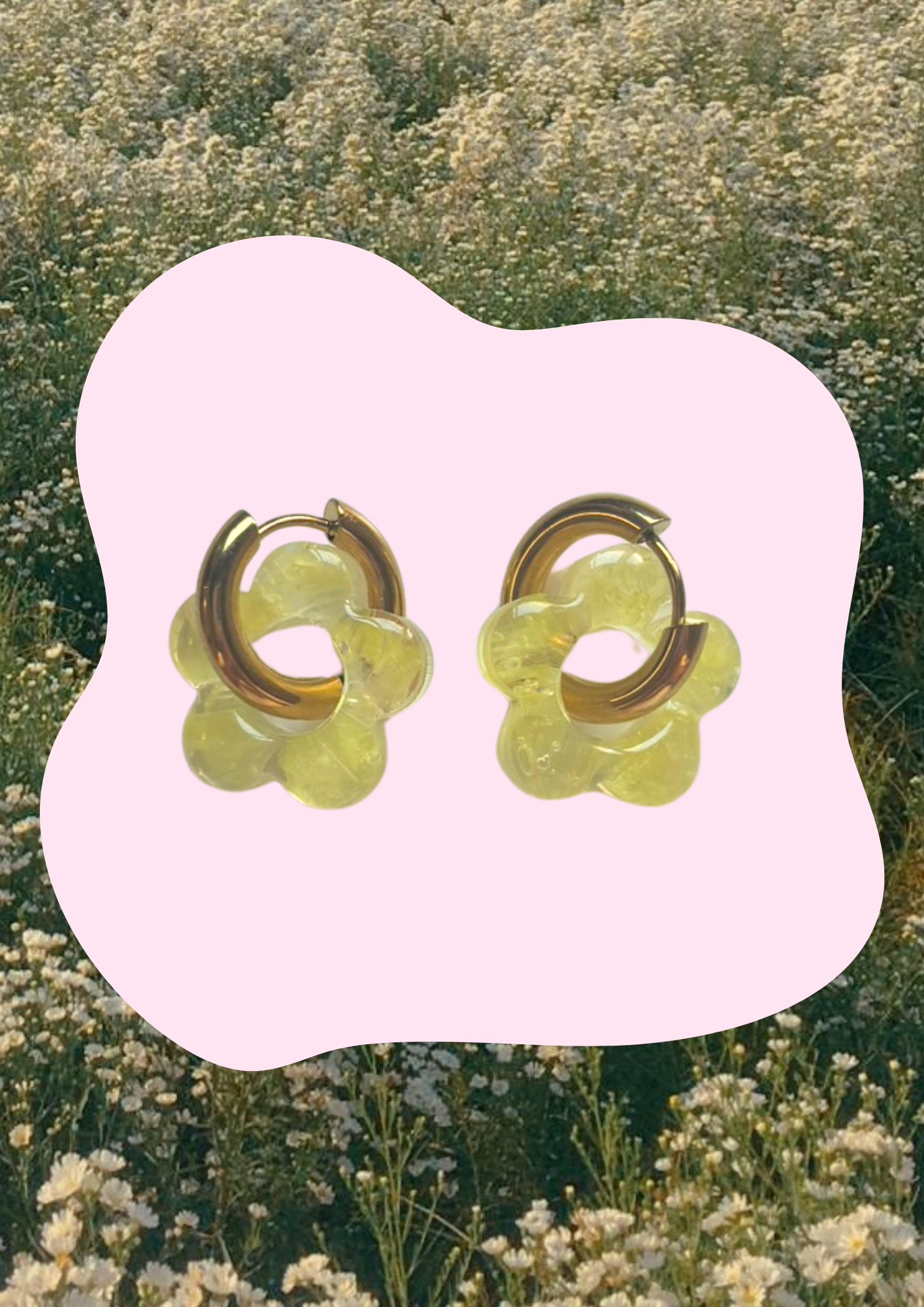 Pendientes con flores preservadas (Amarillo pastel)