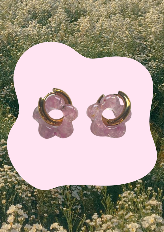 Pendientes con flores preservadas (Rosita claro)