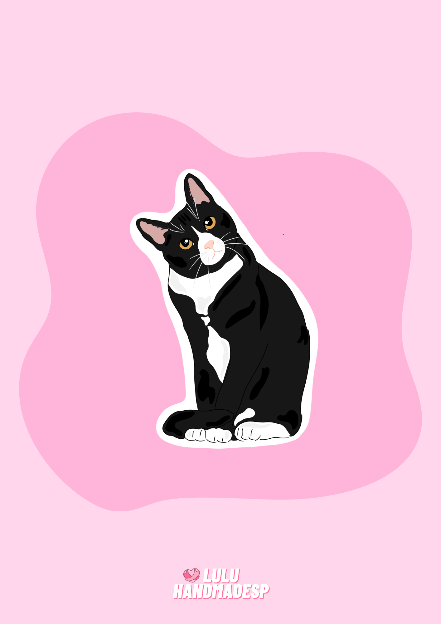 Sticker - Gato europeo común negro y blanco