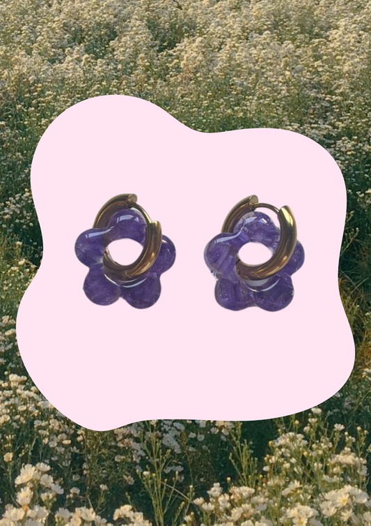 Pendientes con flores preservadas (Morado)