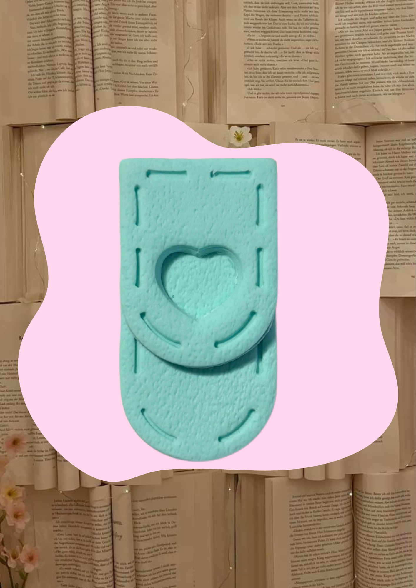 Marcapáginas / Punto de libro mini (Verde menta corazón)