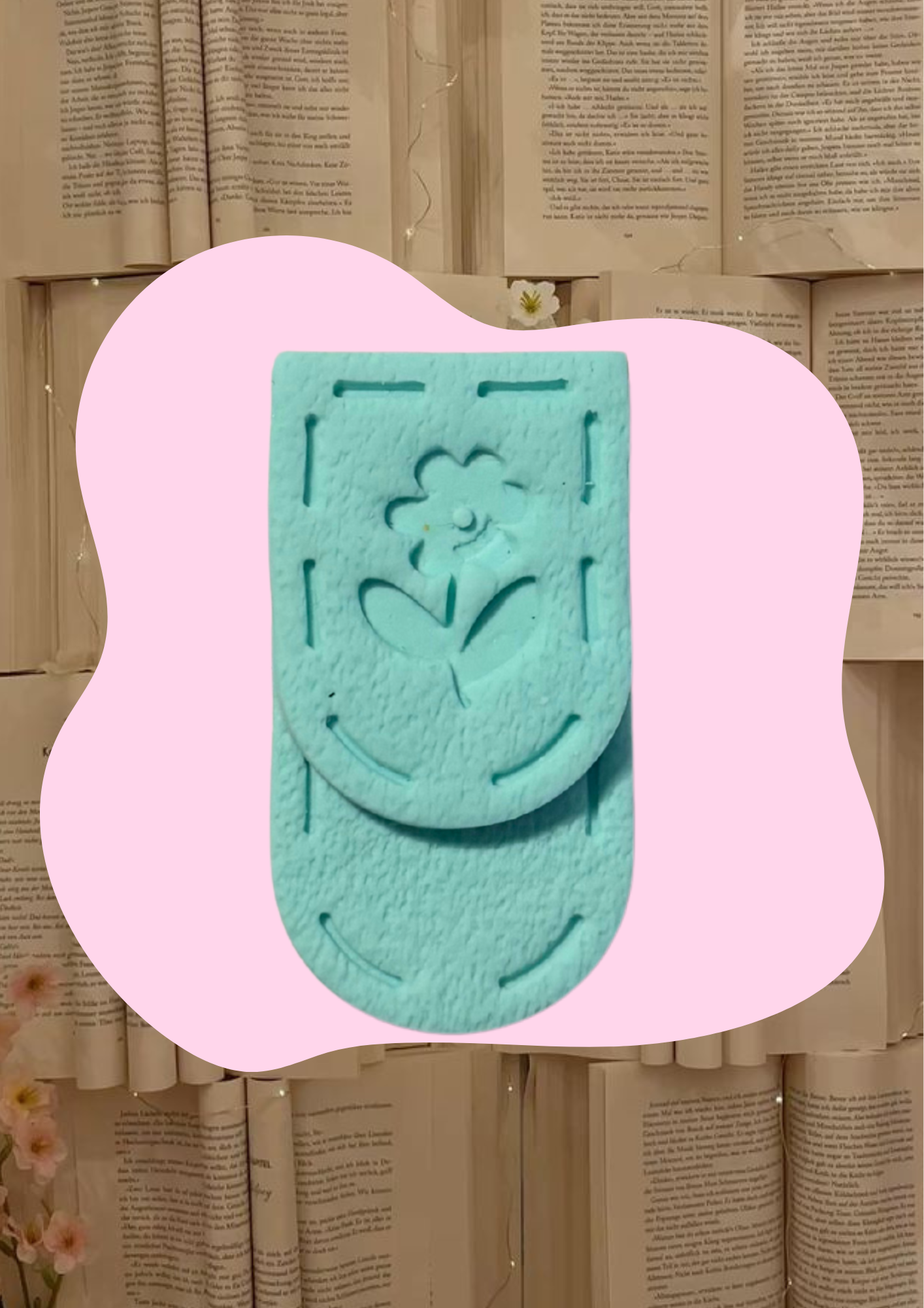 Marcapáginas / Punto de libro mini (Verde menta flor)