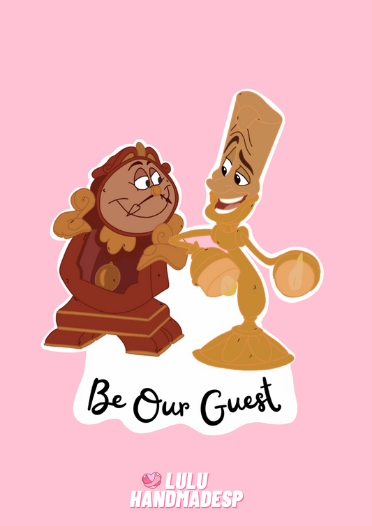 Sticker Bella y bestia "Be our guest"