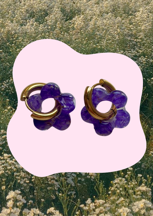 Pendientes con flores preservadas (Morado)