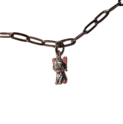 Charm collar : Gatito (plateado)