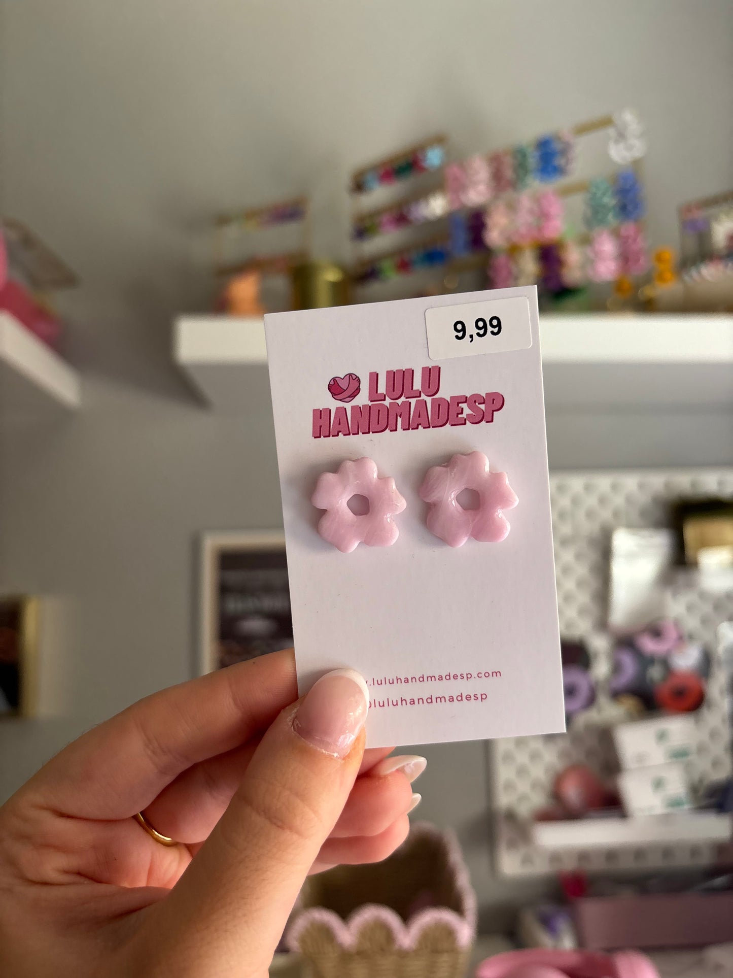 Pendientes REBAJAS mini bloom rosa marmolado