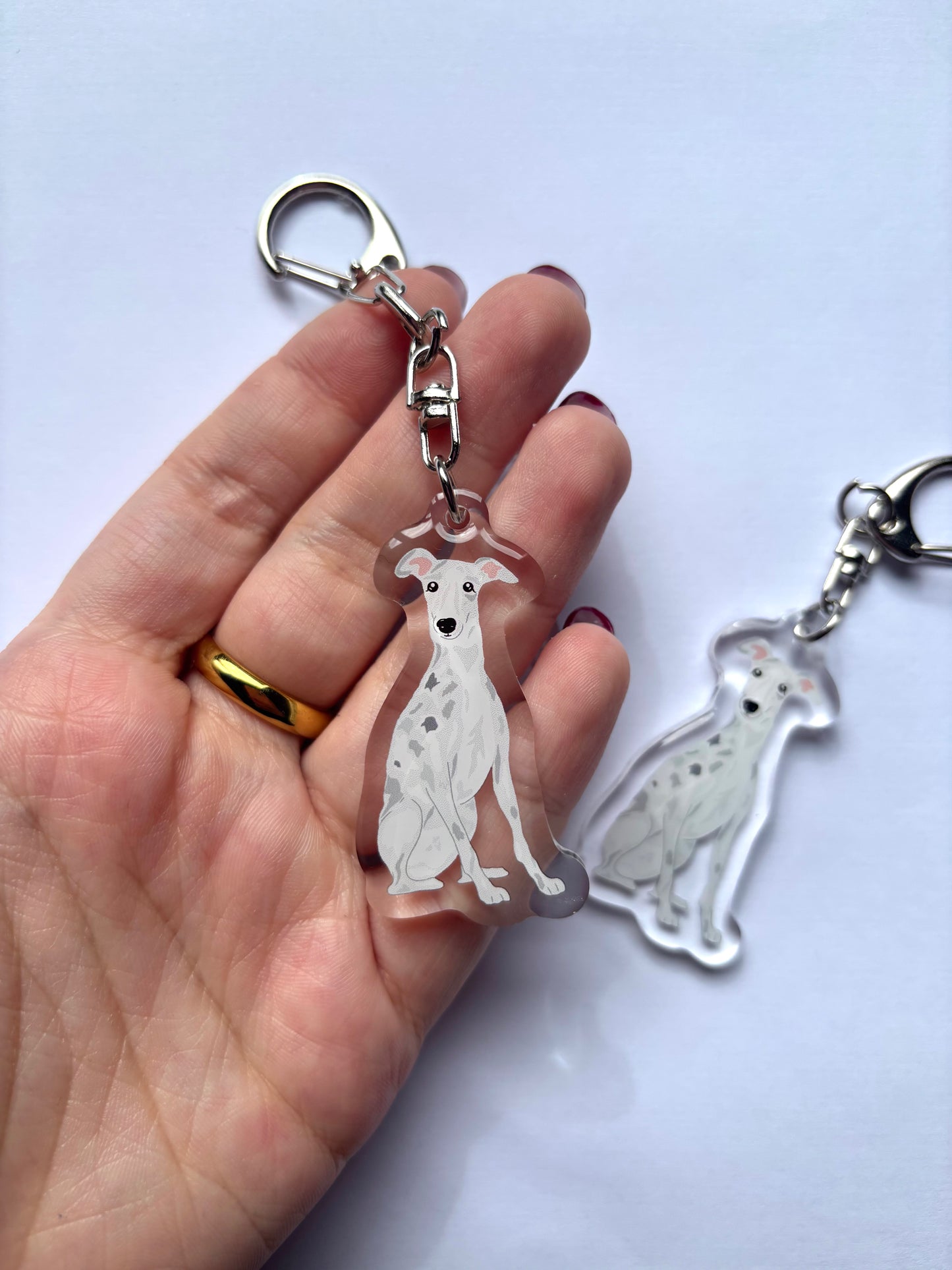 Llavero Galgo blanco