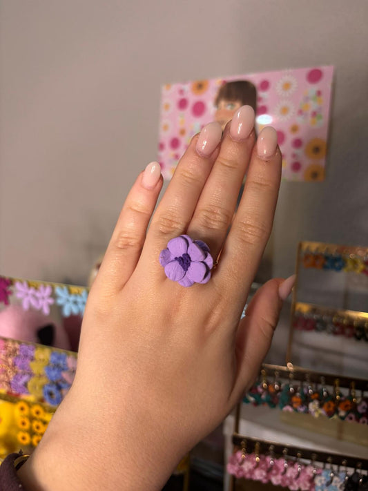 Anillo Amapola morado pequeño DORADO