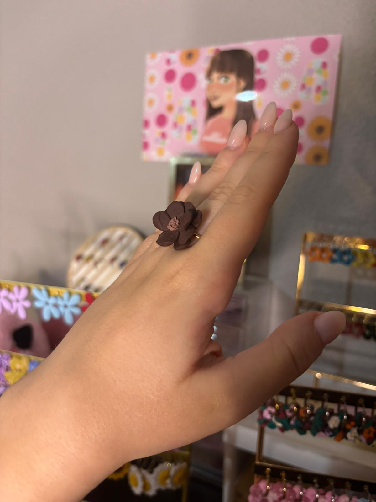 Anillo Amapola marrón pequeño DORADO