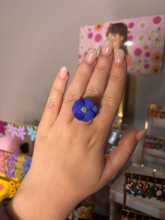 Anillo Amapola azul pequeño DORADO