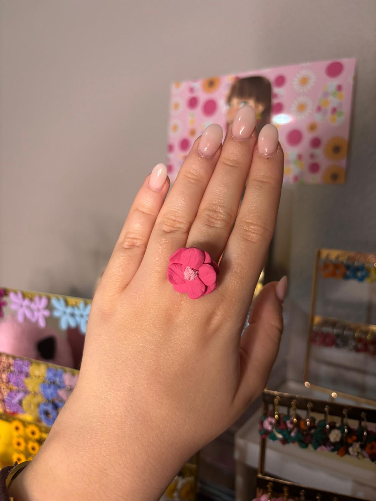 Anillo Amapola rosa pequeño PLATEADO