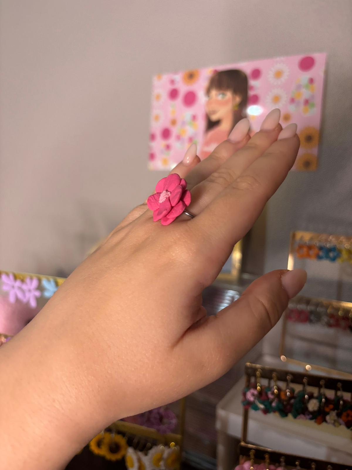 Anillo Amapola rosa pequeño PLATEADO