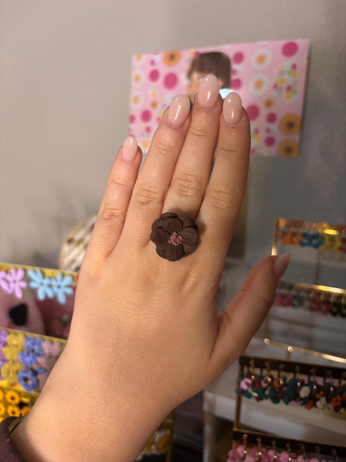 Anillo Amapola marrón pequeño DORADO