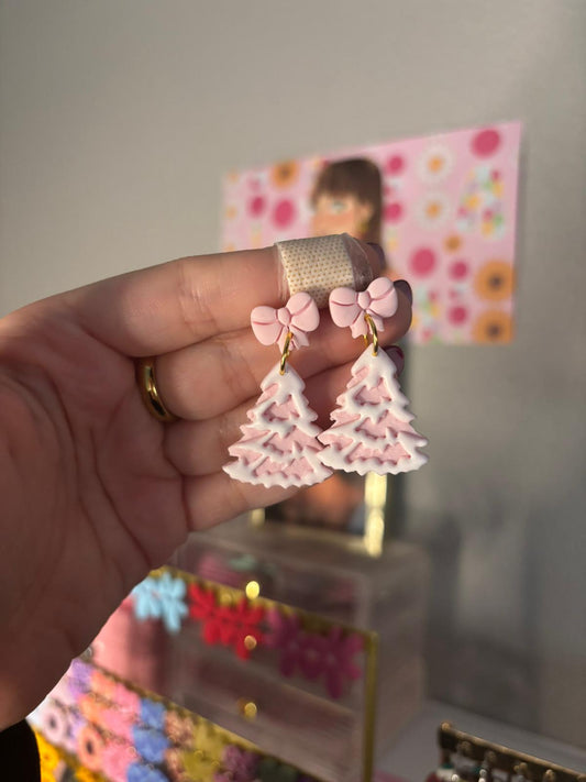 Pendientes REBAJAS arbol nevado rosa