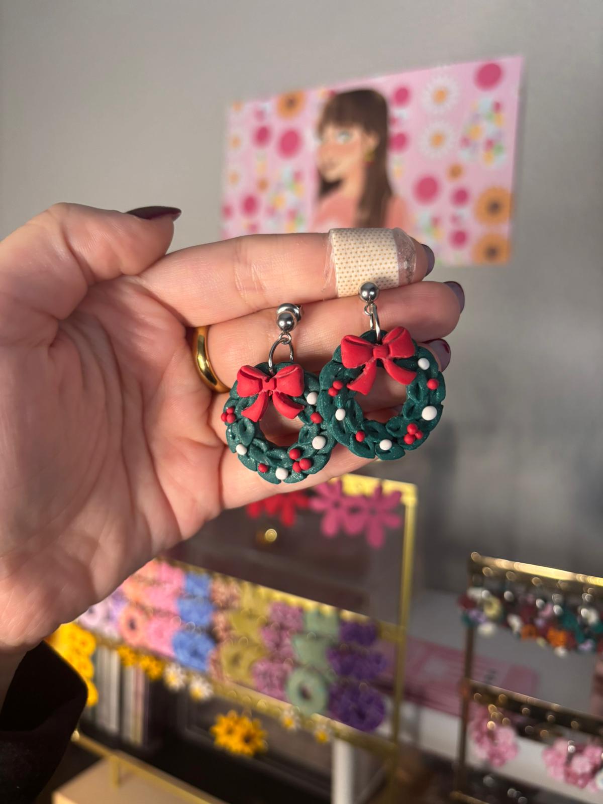 Pendientes REBAJAS corona clasica navidad